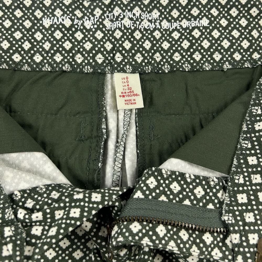 Khakis by Gap Shorts Green White Geometric Flower Floral City 3” Cotton Spandex - Picture 10 of 10